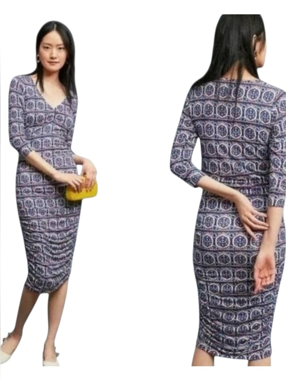 Moulinette Soeurs Medea Ruched Column Midi Dress In L